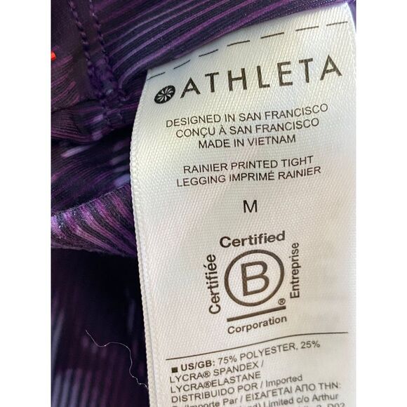 Athleta Women's Rainier‎ Leggings Size M Purple Printed Pull-On Logo - Picture 8 of 9